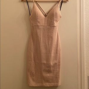 Nude mini body on dress with crosscross back strap